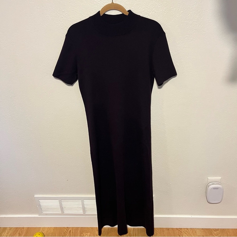 Purple Plum maxi full length mock neck sweater dress-Medium-flattering!
